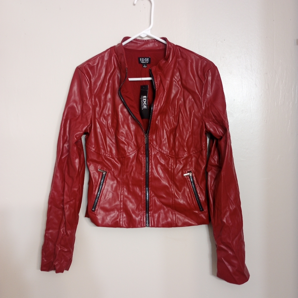 Edge Women's Faux Leather Moto Style Jacket NWT